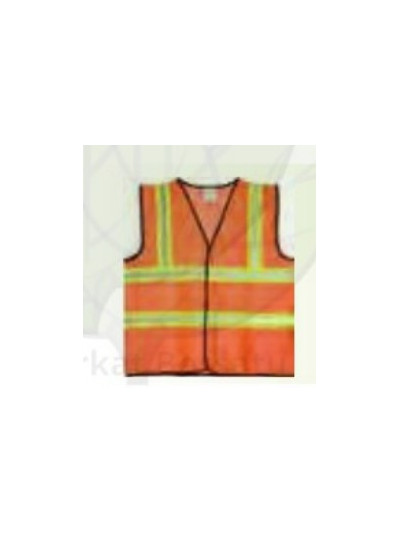 SV28 Orange Polyester safety vest w/ green-grey reflectives