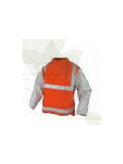 OPWJ30ST11 HIGH VISIBILITY DAY/NIGHT WELDERS JACKET WITH CHROME LEATHER SLEEVES