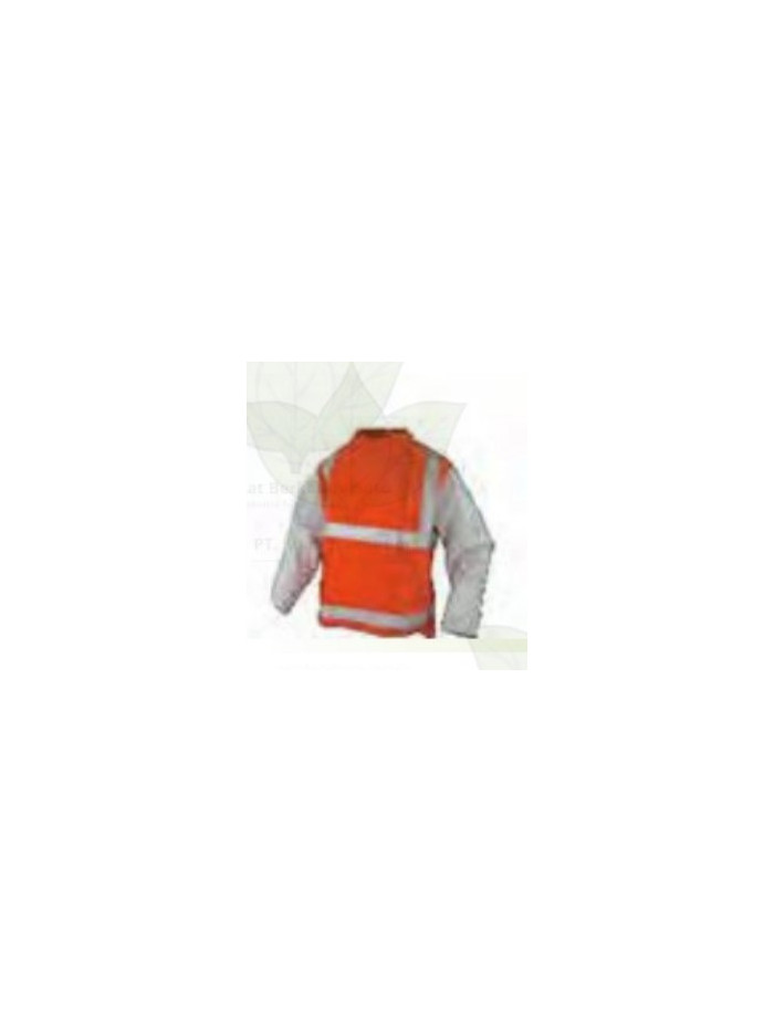 OPWJ30ST11 HIGH VISIBILITY DAY/NIGHT WELDERS JACKET WITH CHROME LEATHER SLEEVES