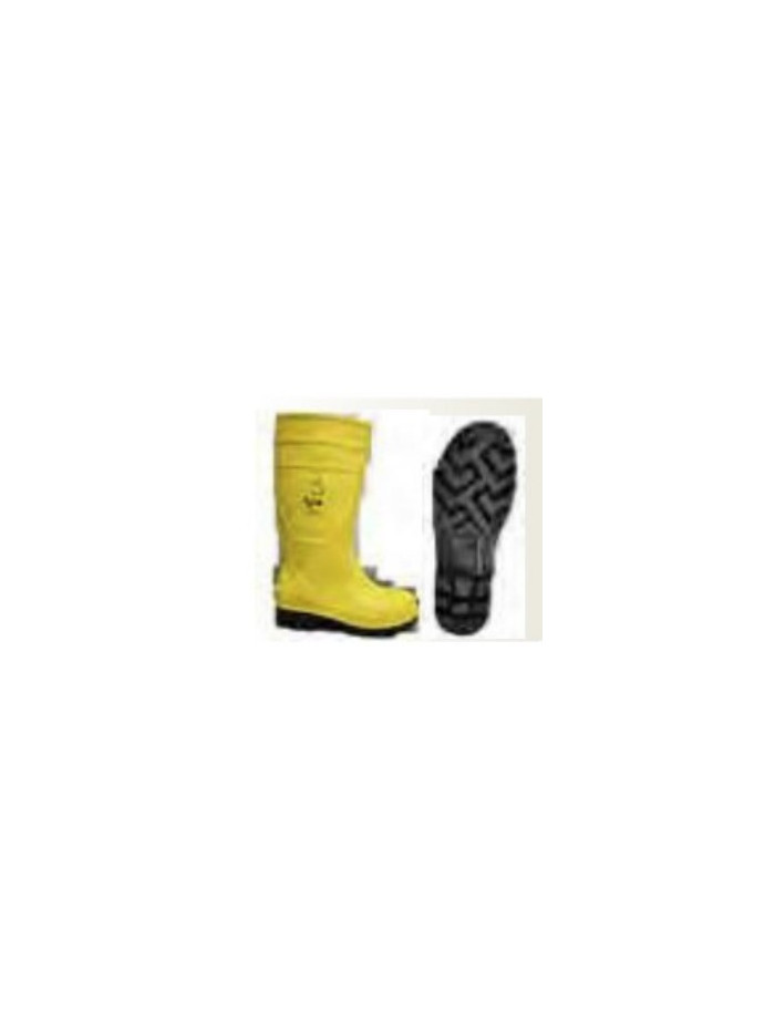 LX102 pvc boots yellow upper, black sole, toe cap only