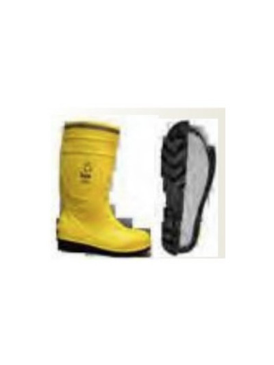 LX103 pvc boots yellow upper, black sole, toe cap+midsole, with glitter line