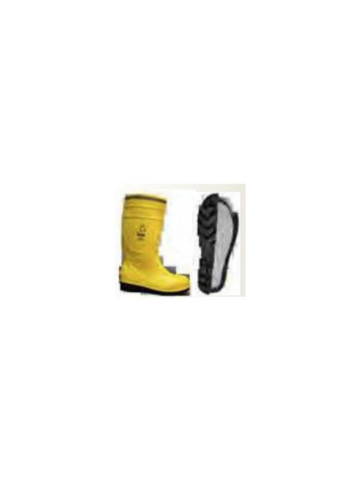 LX103 pvc boots yellow upper, black sole, toe cap+midsole, with glitter line