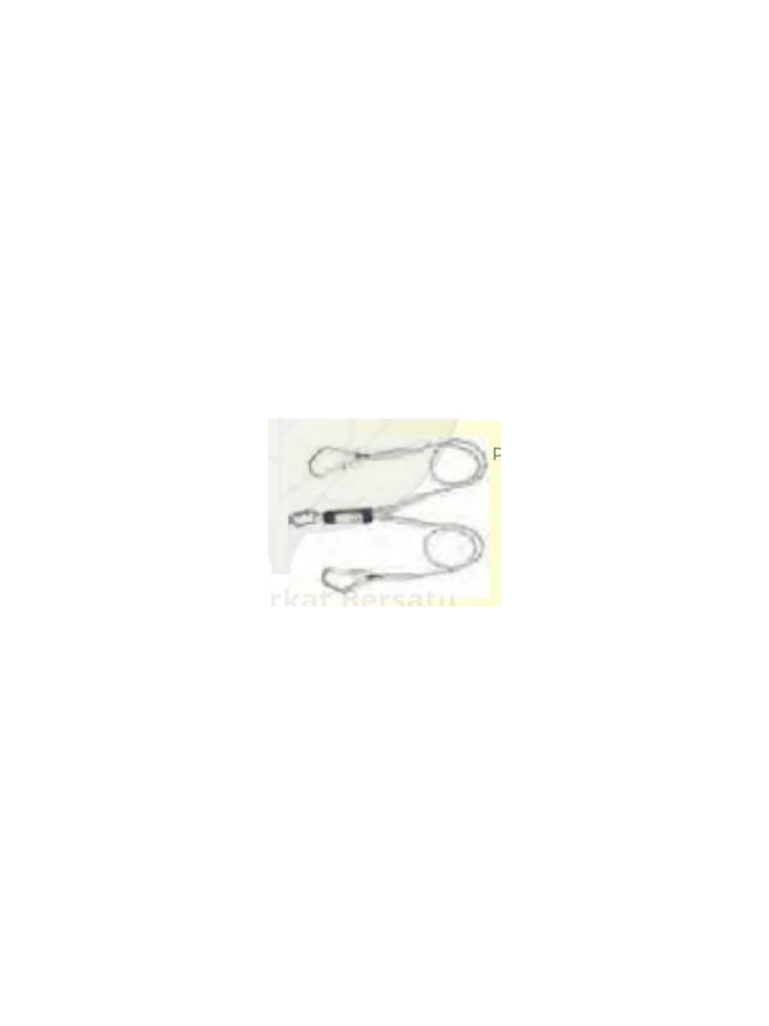 1390398 Twin leg shock absorbing rope lanyard with one carabiner and two scaffold hooks